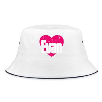 I Love Evan Pinkes Herz Ich liebe Evan - Bucket Hat - Weiß/Navy - Vorne