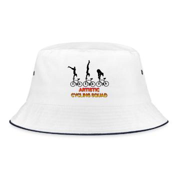 Radfahrergruppe Akrobatische Stuntfahrer Teamkunst Spaß - Bucket Hat - Weiß/Navy - Vorne