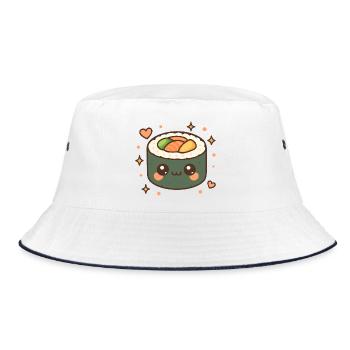 Sushi-Rolle passendes Sushi-Kostüm Sushi - Bucket Hat - Weiß/Navy - Vorne
