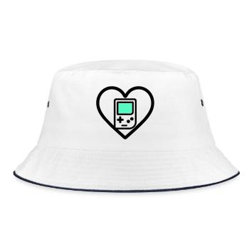 Retro Heart – Retro Handheld Console - Bucket Hat - white/navy - Front
