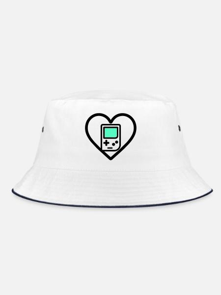 Retro Heart – Retro Handheld Console - Bucket Hat - white/navy - Front