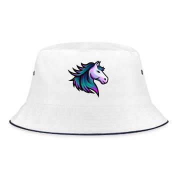 Indigo-Geist-Pferd-Illustration - Bucket Hat - Weiß/Navy - Vorne