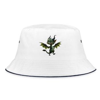 Winged Green Dragon - Bucket Hat - white/navy - Front