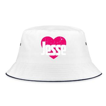I Love Jesse Pinkes Herz Ich liebe Jesse - Bucket Hat - Weiß/Navy - Vorne