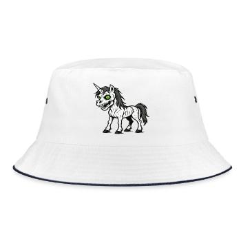 Zombie Unicorn Cartoon Horror Creature - Bucket Hat - white/navy - Front