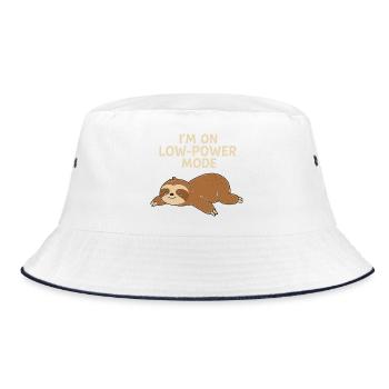 Sleep Sloth: Low Power Mode - Bucket Hat - white/navy - Front