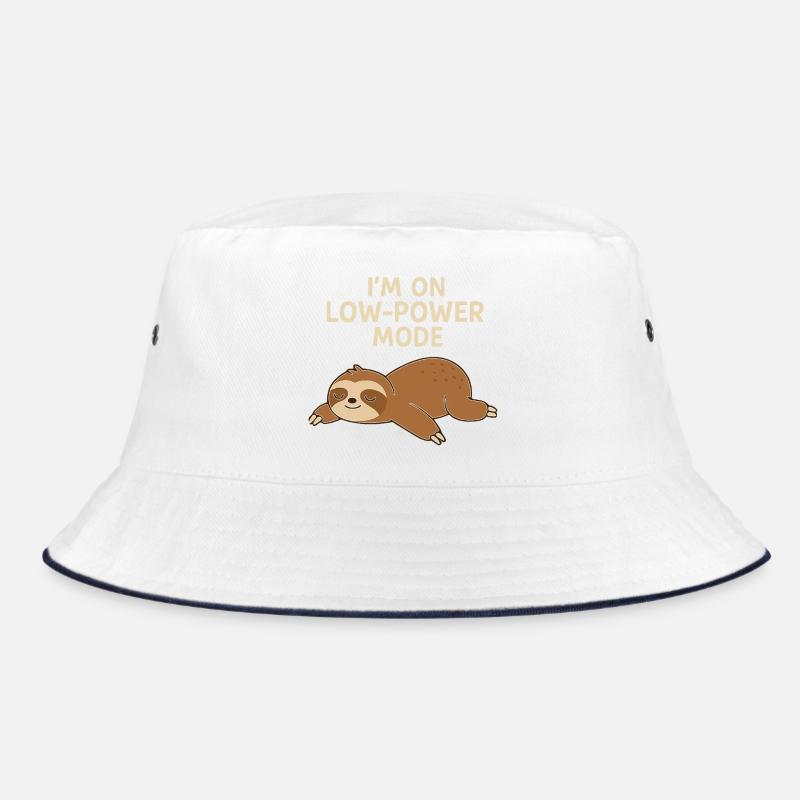 Sleep Sloth: Low Power Mode - Bucket Hat - white/navy