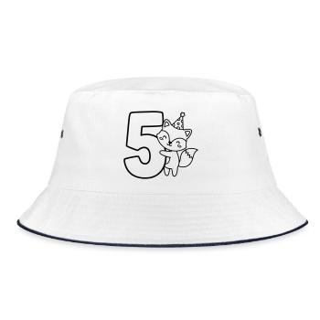 Party Fox with Number 5 Cartoon Illustration - Bucket Hat - white/navy - Front