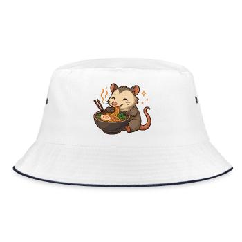 Opossum with noodles ramen kawaii opossum - Bucket Hat - white/navy - Front