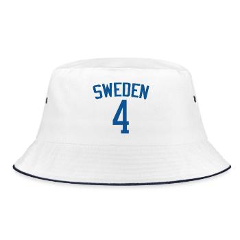 Schweden 4 – Sportdesign - Bucket Hat - Weiß/Navy - Vorne