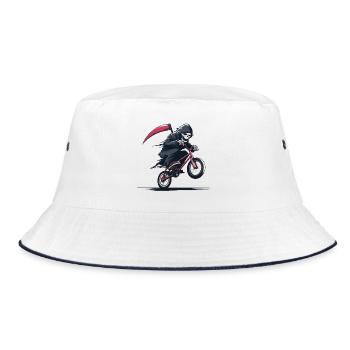 Grim Reaper Bike Action - Bucket Hat - Weiß/Navy - Vorne