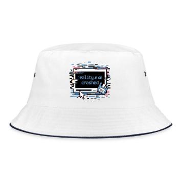 Reality.exe Crashed Retro Pixel Design - Bucket Hat - white/navy - Front