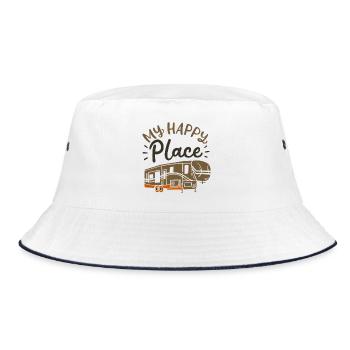 My Happy Place RV Camper Grunge Design - Bucket Hat - white/navy - Front