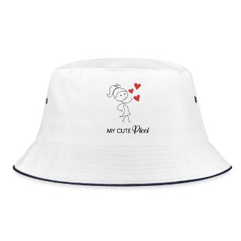 Süßes Mädchen mit kleinen Herzen - Bucket Hat - Weiß/Navy - Vorne