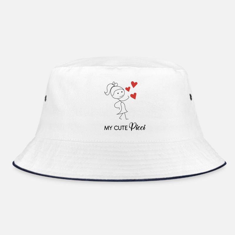 Süßes Mädchen mit kleinen Herzen - Bucket Hat - Weiß/Navy