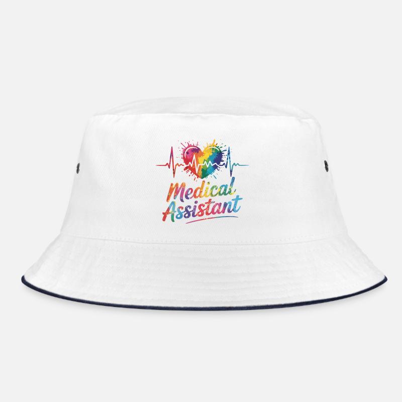 Regenbogen Medizinalassistent Herz - Bucket Hat - Weiß/Navy