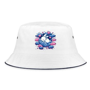 Moondream bunny on cloud heart - Bucket Hat - white/navy - Front