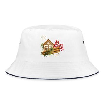 Gingerbread house with cinnamon sticks - Bucket Hat - white/navy - Front