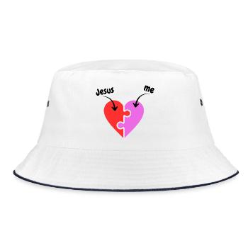 Jesus & me - Heart - Puzzle - Christian - Bucket Hat - white/navy - Front