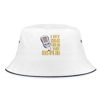 I Get High Then I Take Insulin Funny Diabetes Art - Bucket Hat - white/navy - Front