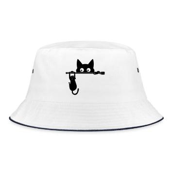 Kitty die Katze – Katzenliebhaber-Geschenk - Bucket Hat - Weiß/Navy - Vorne