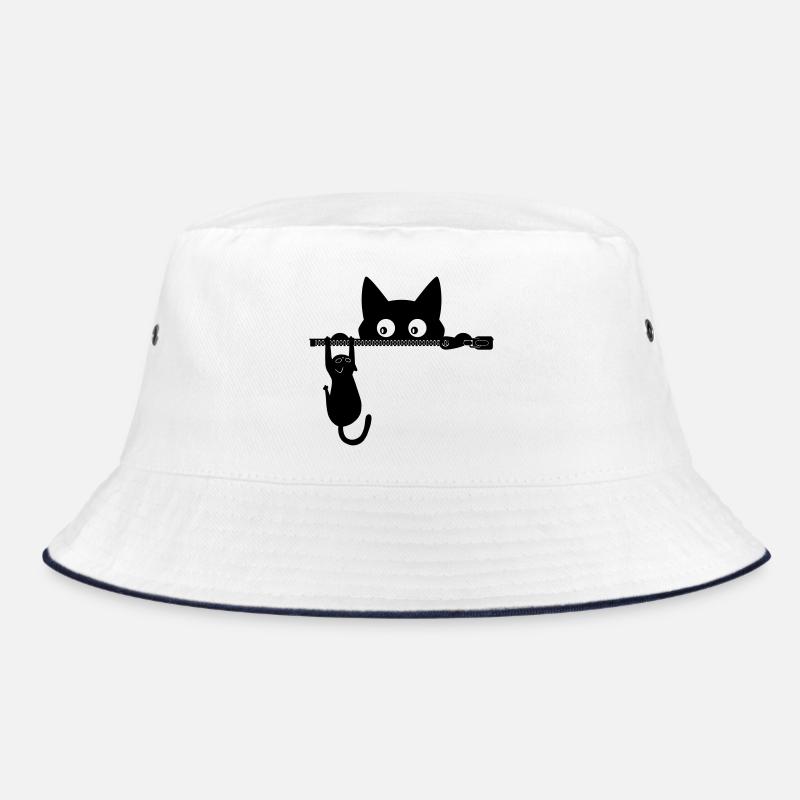 Kitty die Katze – Katzenliebhaber-Geschenk - Bucket Hat - Weiß/Navy