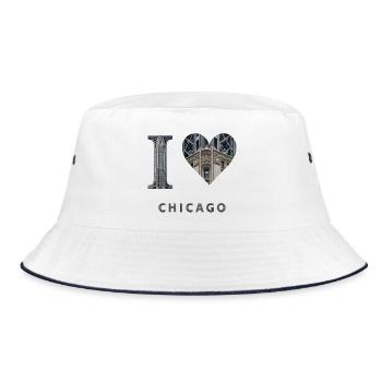 CHICAGO – Architectural Steel Lettering - Bucket Hat - white/navy - Front