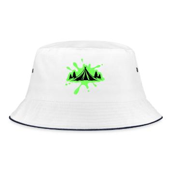 Camping Zelt Natur Klecks - Bucket Hat - Weiß/Navy - Vorne