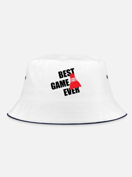 Badminton Best Game Ever - Bucket Hat - white/navy - Front