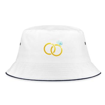 Gold wedding rings with diamond - Bucket Hat - white/navy - Front