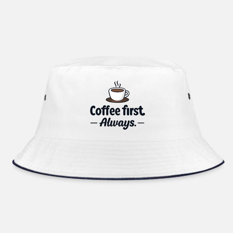 Coffee first - Bucket Hat - Weiß/Navy