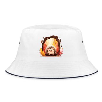 Igel im Herbstwald - Bucket Hat - Weiß/Navy - Vorne