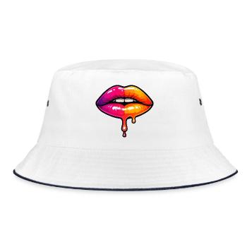 Dripping Neon Lips - Bucket Hat - white/navy - Front