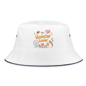 Hamsterliebhaber: Kawaii Sweetness - Bucket Hat - Weiß/Navy - Vorne