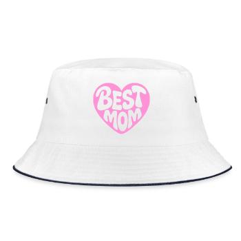Beste Mama Herzdesign - Bucket Hat - Weiß/Navy - Vorne