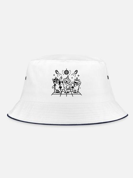 Dancing Party Dogs Kids Disco - Bucket Hat - white/navy - Front