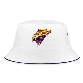 Kosmisches Pizzastück - Bucket Hat - Weiß/Navy - Vorne