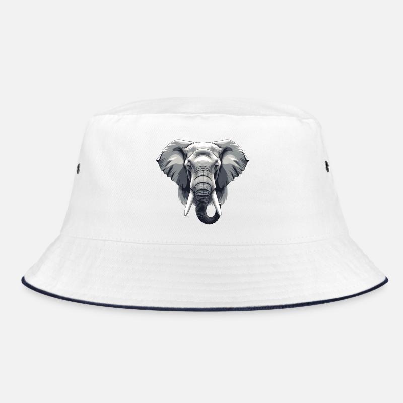 Elephant Head Grayscale Vector Bucket Hat