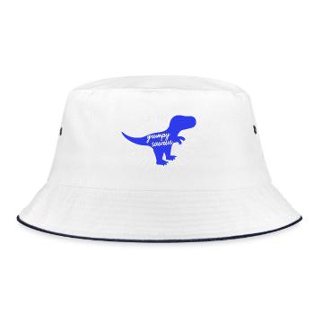 Grumpysaurus Funny Blue T-Rex Dinosaur - Bucket Hat - white/navy - Front