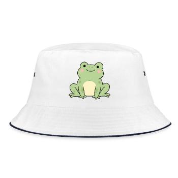 Kuschelfrosch Grüner Charme Kröte Frosch Design - Bucket Hat - Weiß/Navy - Vorne
