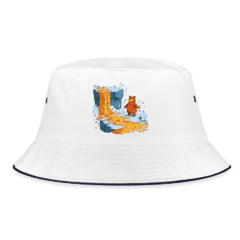 Bär am Lavastrom auf Eis - Bucket Hat - Weiß/Navy - Vorne