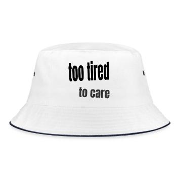 Too Tired To Care – Design faule Stimmung - Bucket Hat - Weiß/Navy - Vorne