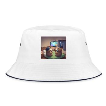 Sloth Night Gamer - Bucket Hat - white/navy - Front