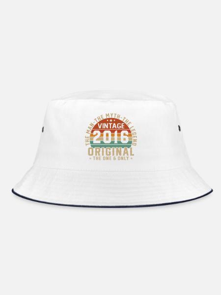 2016 Vintage Retro Birthday Gift - Bucket Hat - white/navy - Front