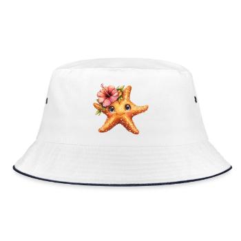 Étoile de mer douce avec fleur d’hibiscus - Bob - blanc/marine - Devant