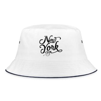 New York City - Black Vintage Script  - Bucket Hat - white/navy - Front