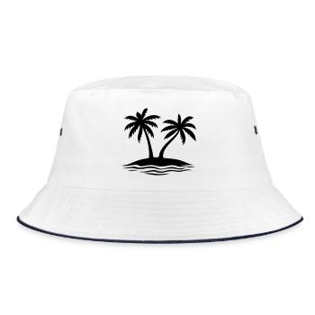 Palm Trees Beach Island - Bucket Hat - white/navy - Front