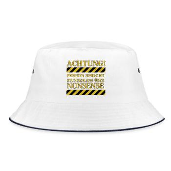 Warning: Person talks about nonsense for hours - Bucket Hat - white/navy - Front