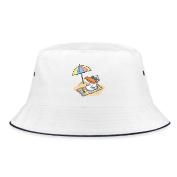 Sun bird on the beach with umbrella - Bucket Hat - white/navy - Front