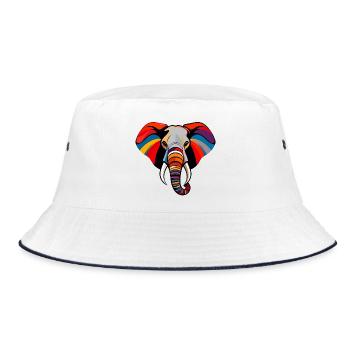 Colorful Elephant Head Art Pop Art Elephant Motif - Bucket Hat - white/navy - Front